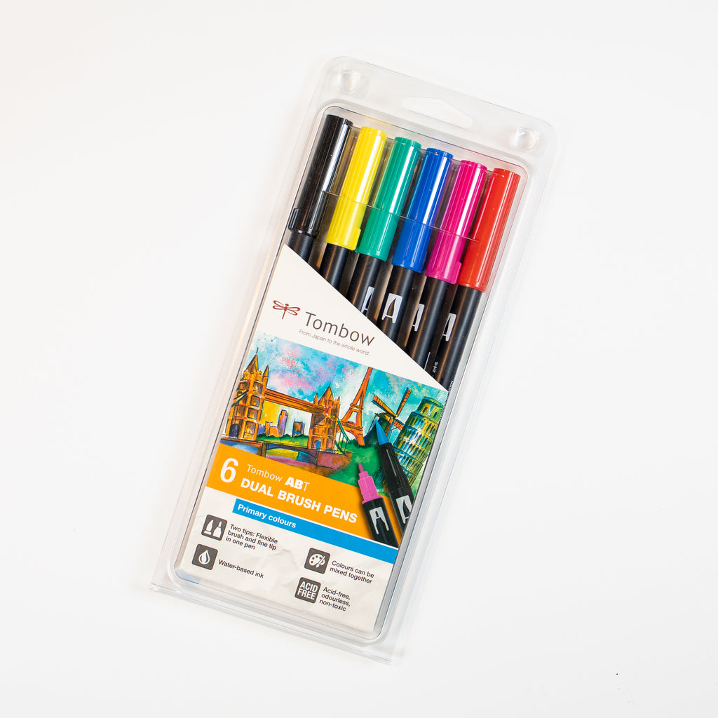 TOMBOW Pack of 6 ABT Dual Brush Pens - Primary Colours